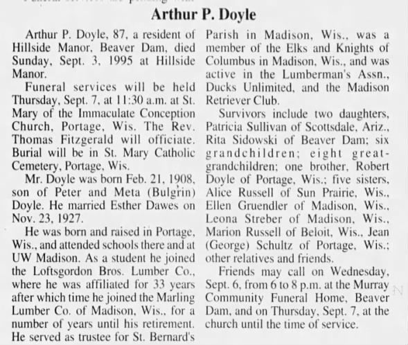 Obituary for Arthur P. Doyle